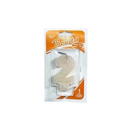 Vela número 2 para torta de cumpleaños (Blanco)