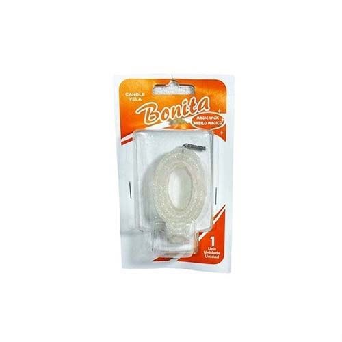 Vela número 0 para torta de cumpleaños (Blanco)