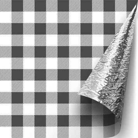 Papel Duofresh Metalizado Xadrez Preto - 33cm x 44cm - 500 u