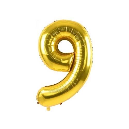 Globo número 9 Dorado Metalizado para decoración de fiestas R32