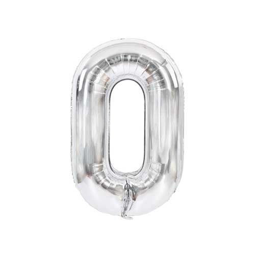 Globo número 0 Plateado Metalizado para decoración de fiestas R16