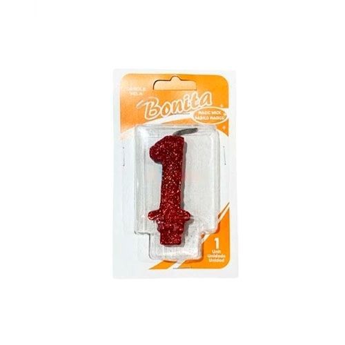 Vela número 1 para torta de cumpleaños (Rojo)