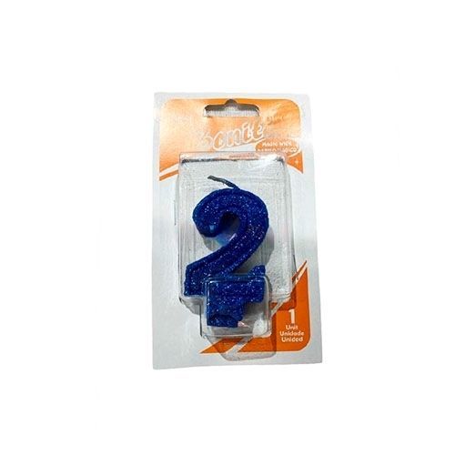 Vela número 2 para torta de cumpleaños (Azul)