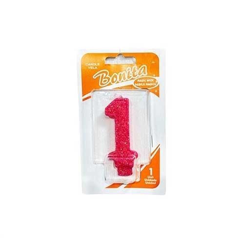 Vela número 1 para torta de cumpleaños (Rosa)