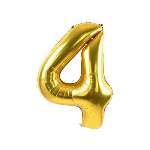 Globo número 4 Dorado Metalizado para decoración de fiestas R16