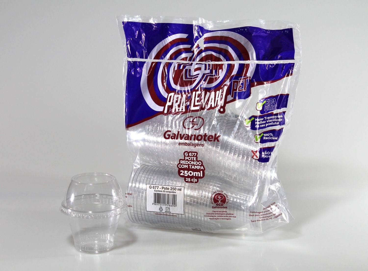 Vaso para postre con tapa 250 ml x 25 unidades