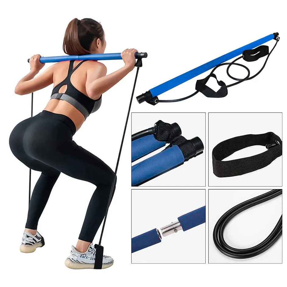 Barra De Pilates Con Bandas Elasticas Portatil
