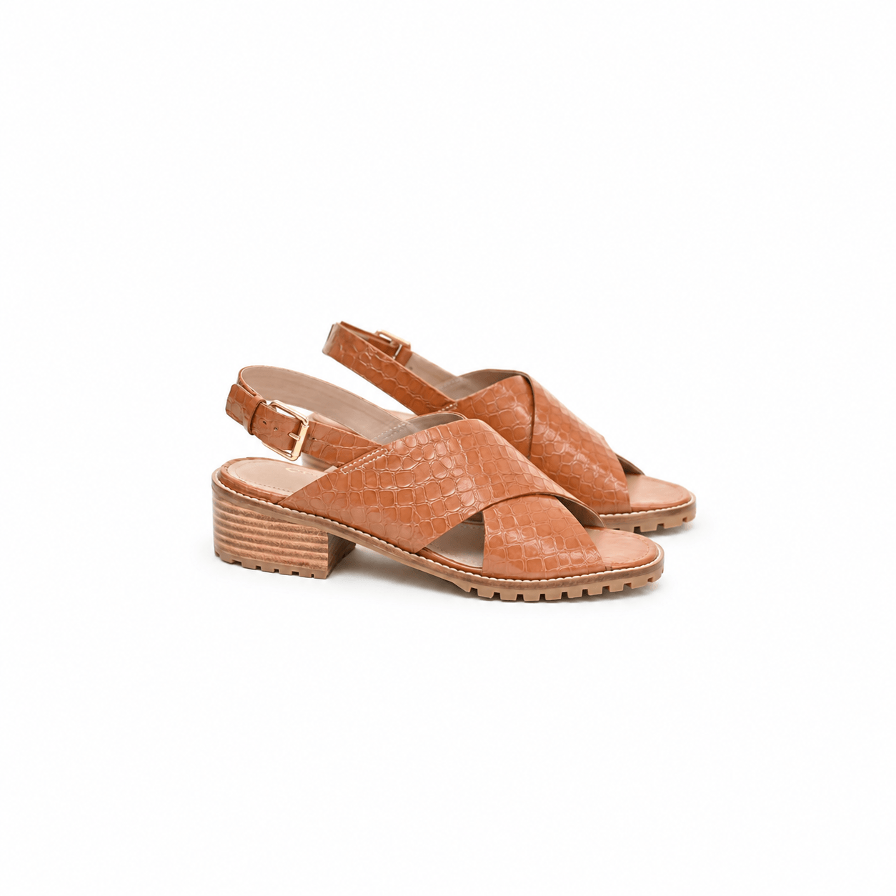 SANDALIA CONNIE TEXTURED CARAMELO
