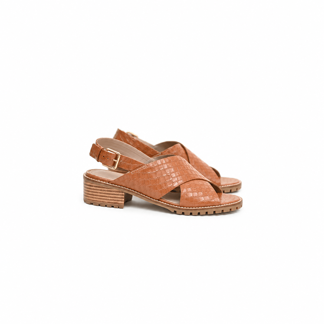 SANDALIA CONNIE TEXTURED CARAMELO