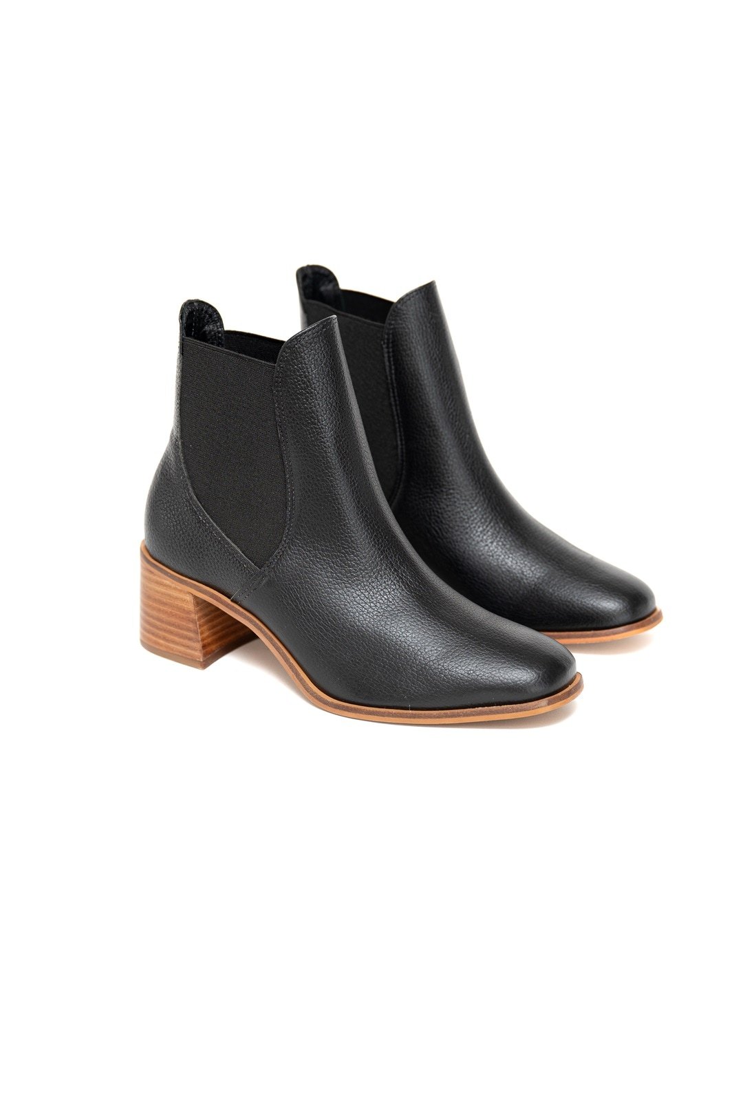 BOTA CLOE FLOATER NEGRO TACO MADERA