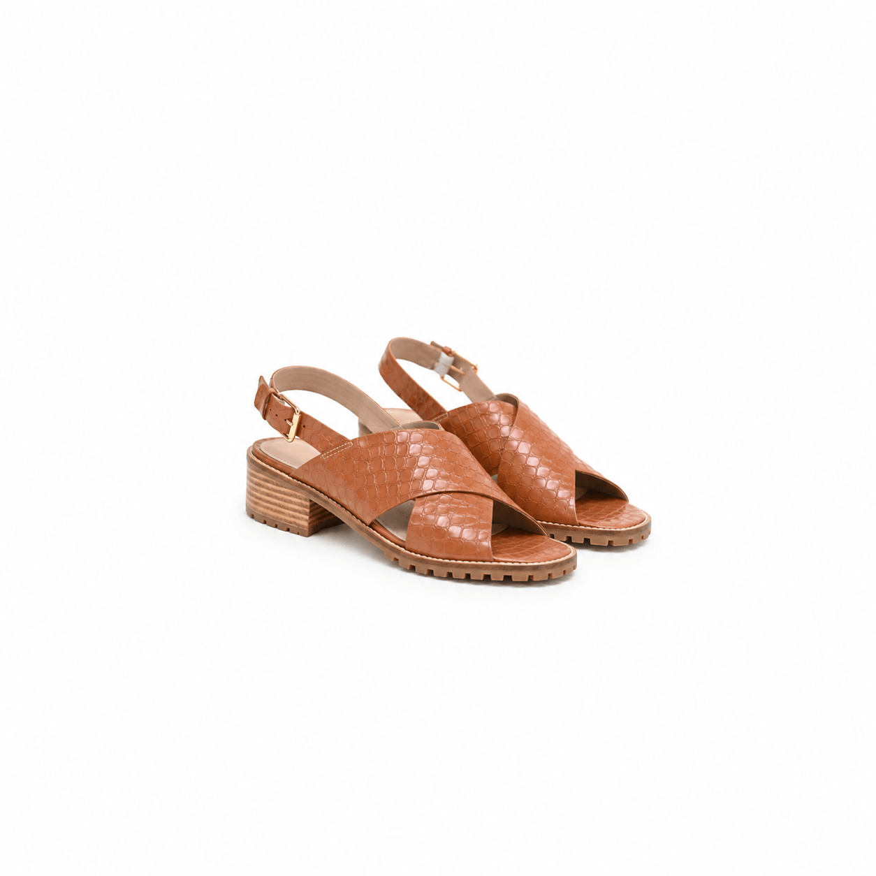 SANDALIA CONNIE TEXTURED CARAMELO