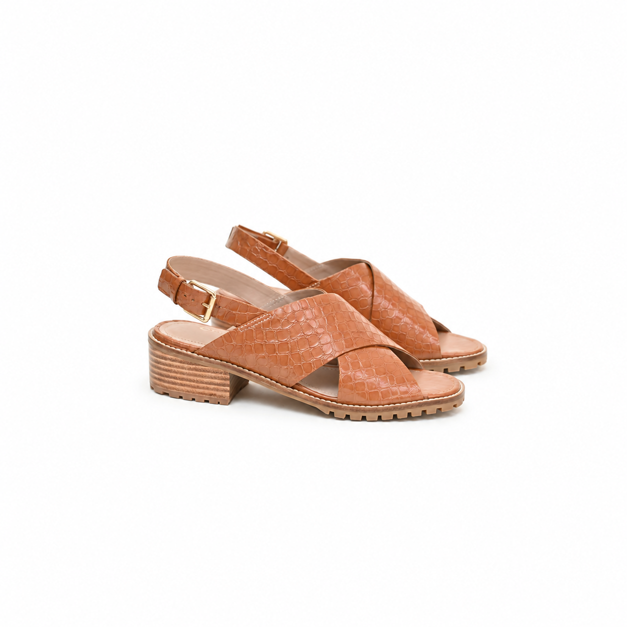 SANDALIA CONNIE TEXTURED CARAMELO