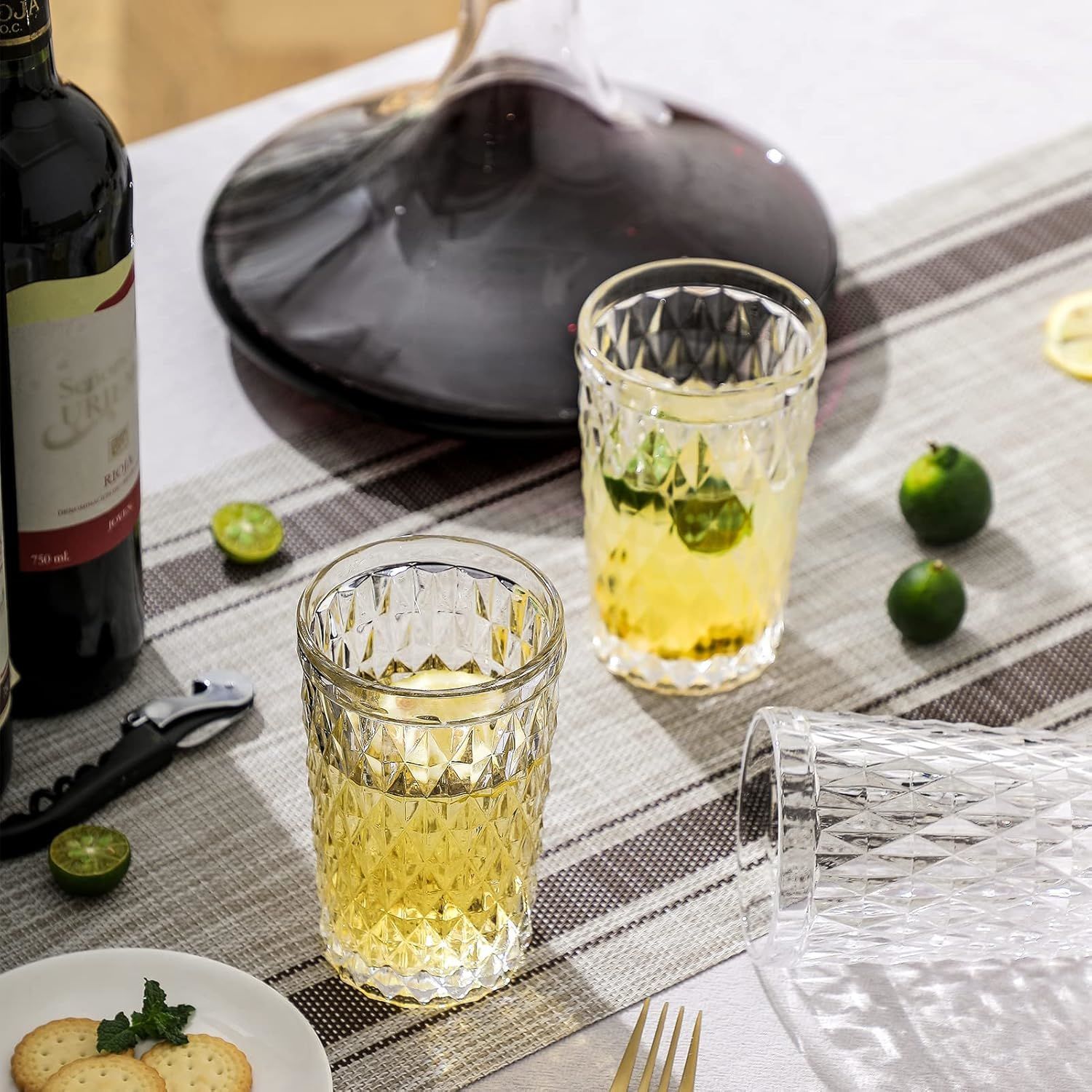 Vaso de vidrio labrado