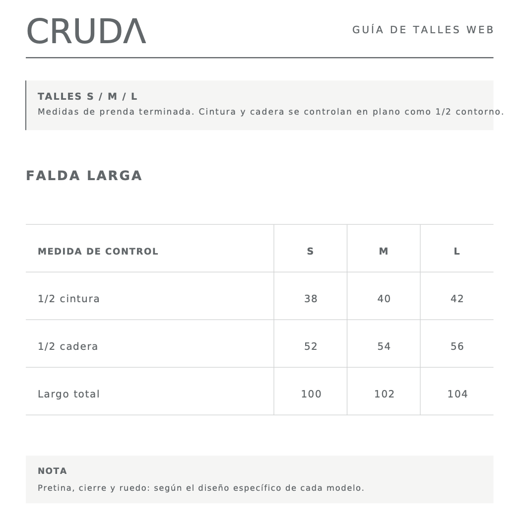 Guía de talles de