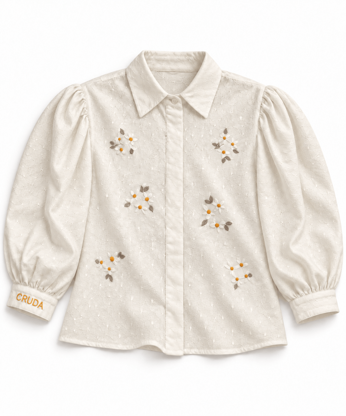 CAMISA TRAMA BORDADA - CRUDA
