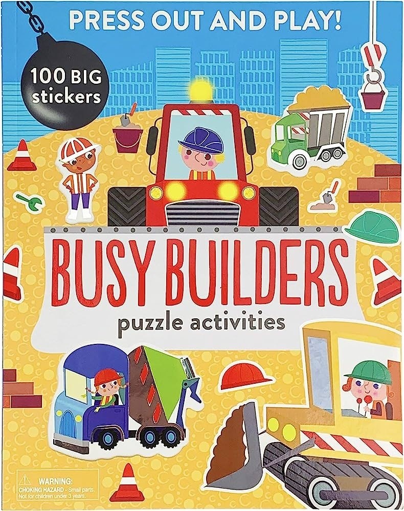 BUSY BUILDERS.PUZZLE ACTIVITIES. Pegatinas. Inglés