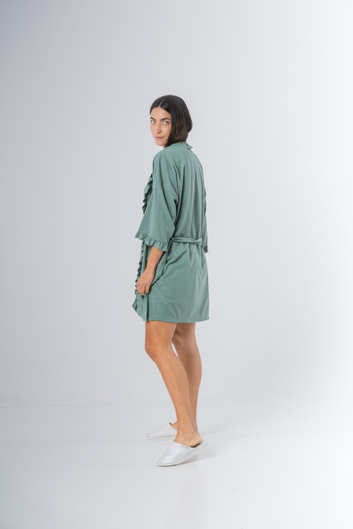 Bata Kimono Algodón voladitos