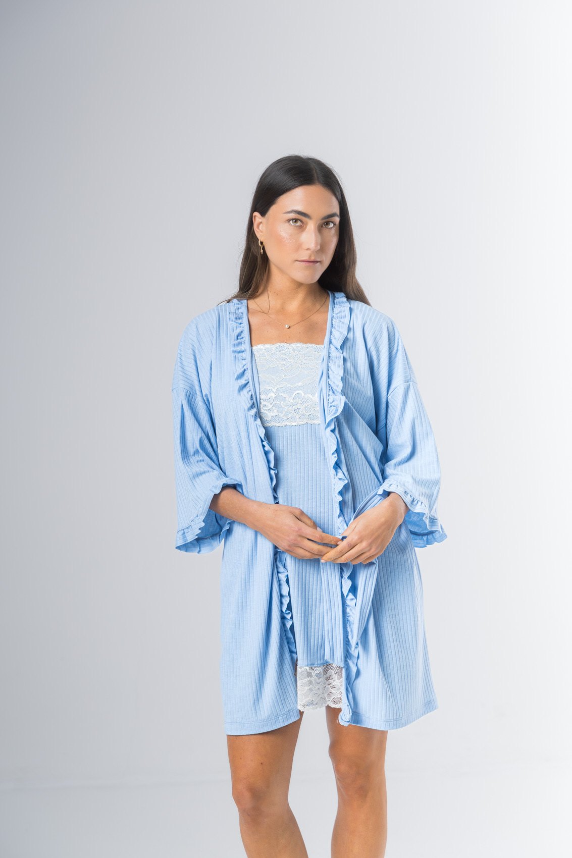 Bata Kimono Algodón voladitos