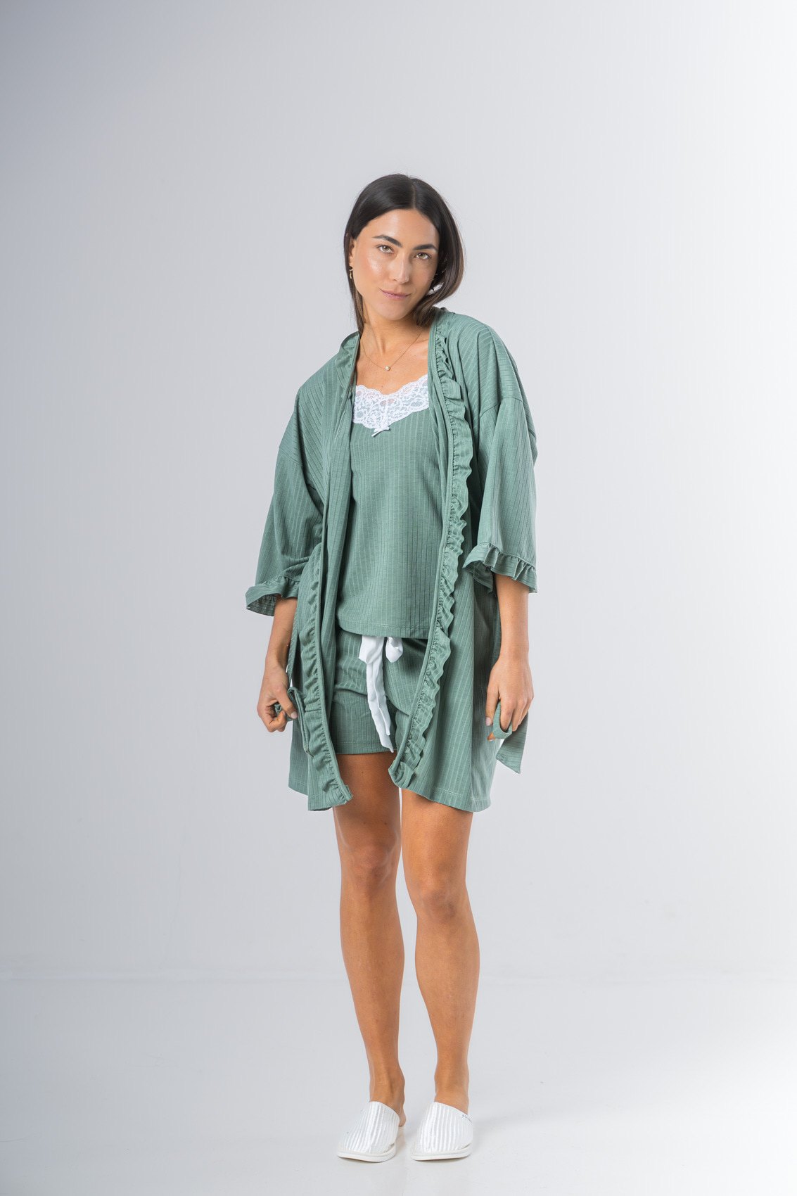 Bata Kimono Algodón voladitos