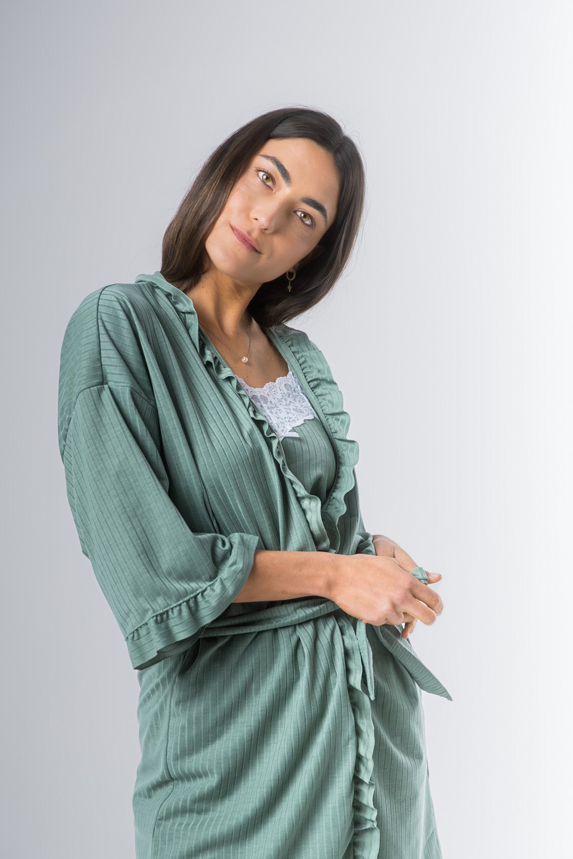 Bata Kimono Algodón voladitos