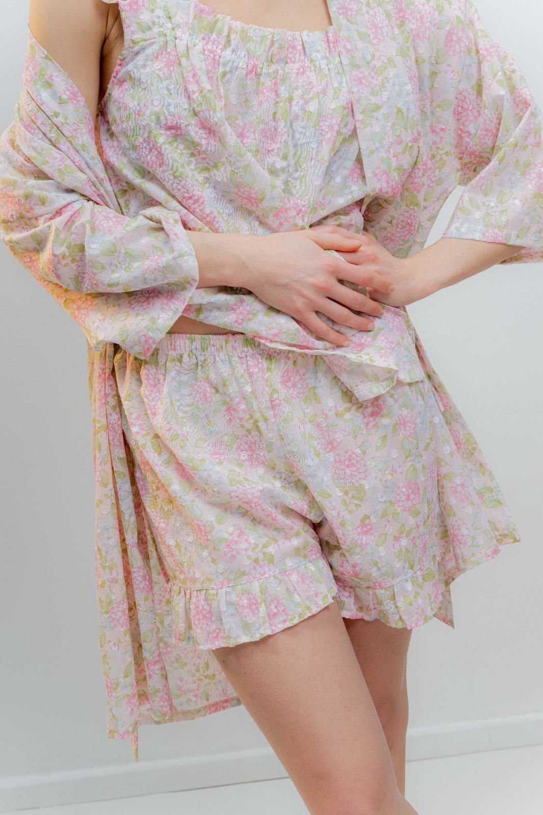 Bata Kimono Algodón Hortensias