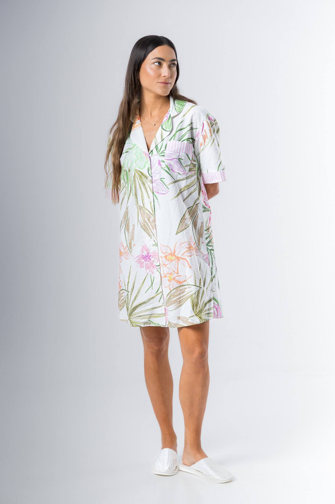 Camisa Inés manga corta algodón estampado