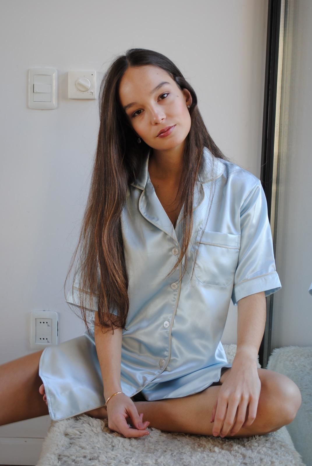 Camisa Inés manga corta satin