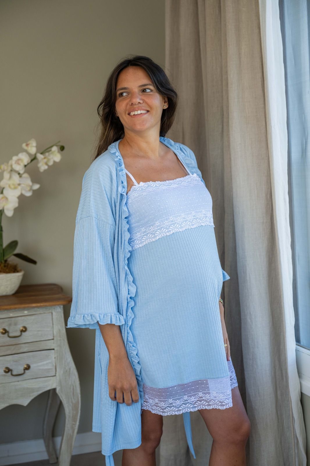 Bata Kimono Algodón voladitos