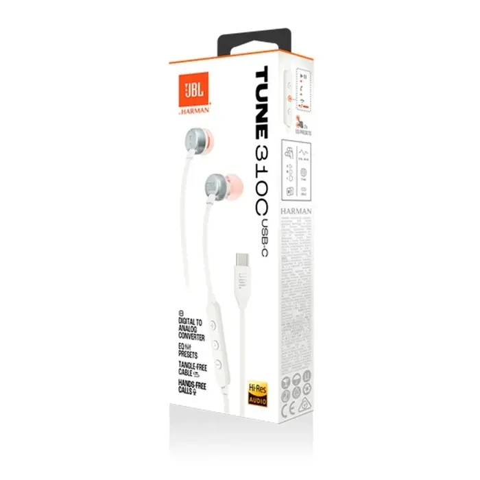 Auricular JBL T310C - White - Conexión USB-C JBLT310CWHTAM