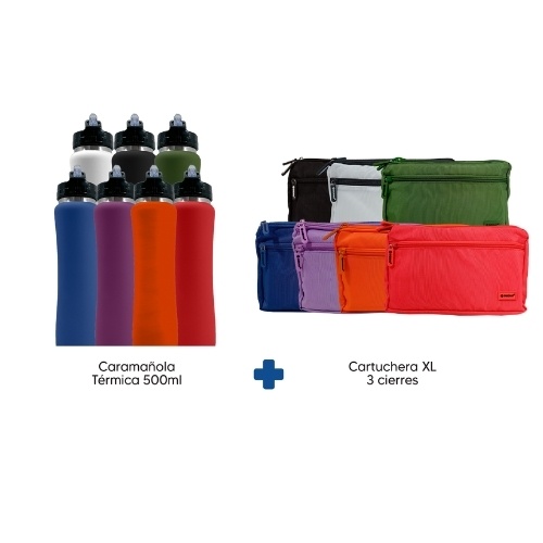 Kit cartuchera XL + Caramañola XL color AZUL