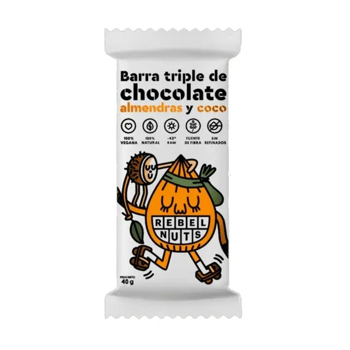 Barra Rebel Nuts Chocolate, almendras y coco  X 18 unidades