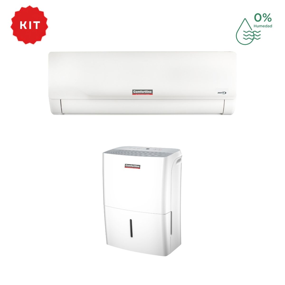 KIT COMFORTLINE SPLIT INVERTER 12.000 BTU + DESHUMIDIFICADOR 30 LT