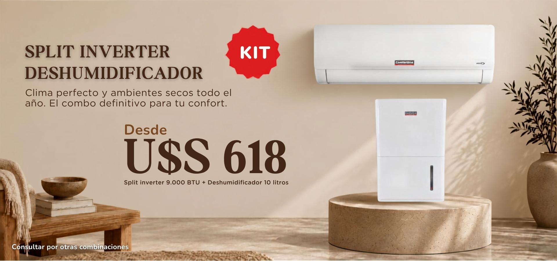 KIT SPLIT Y DESHUMIDIFICADOR