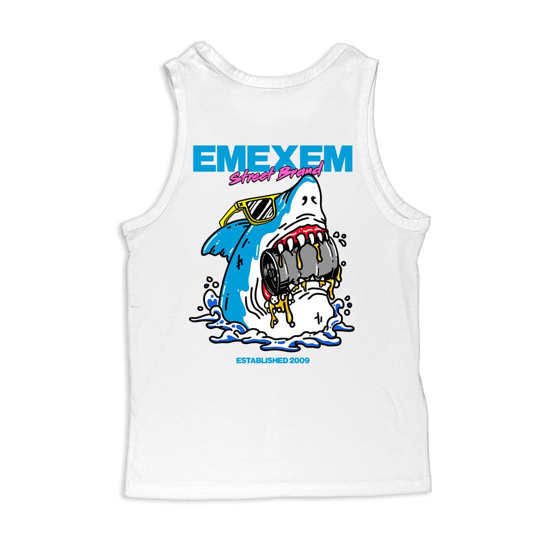 Musculosa Party Shark - frente y espalda