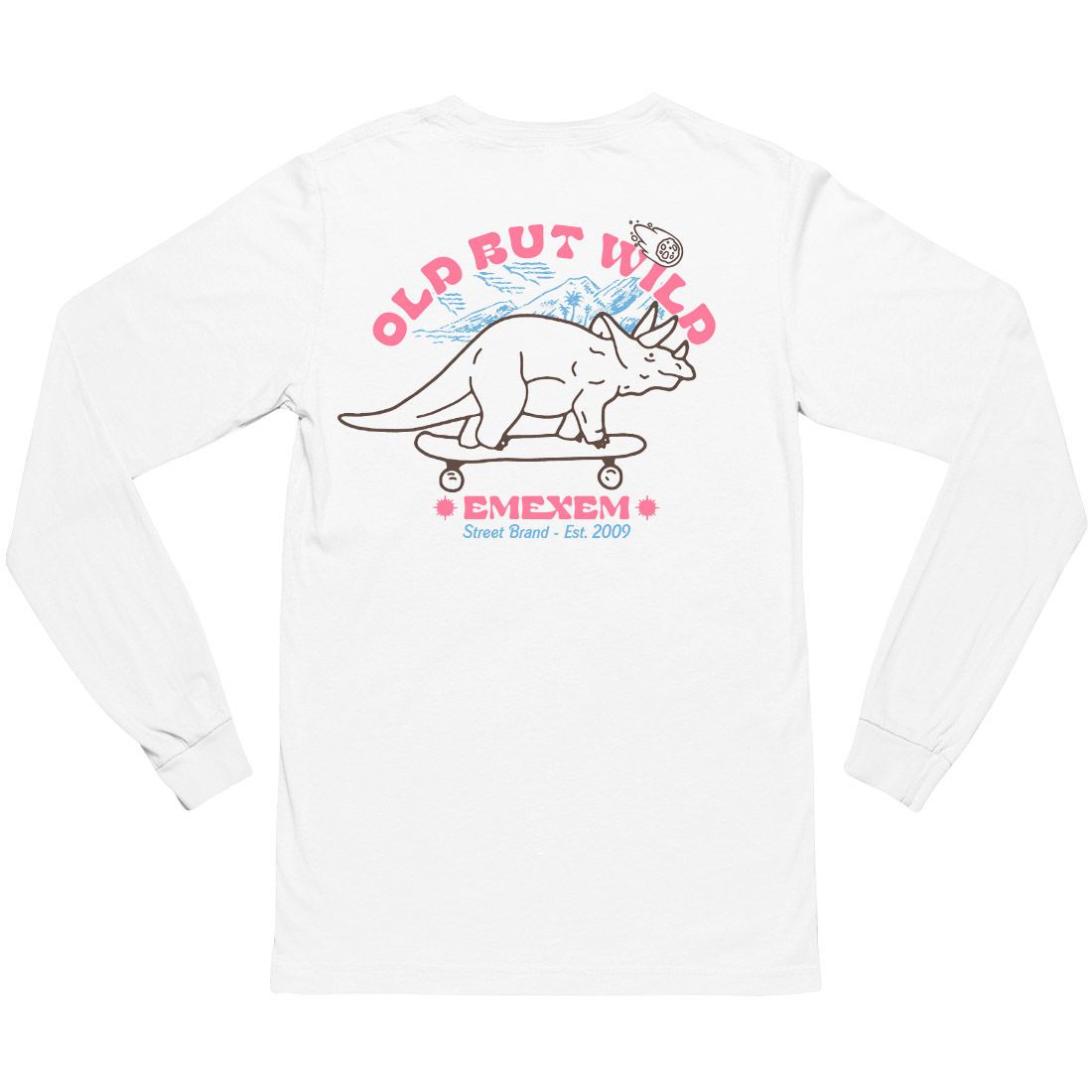 Remera manga larga - Dino Skate (Frente y espalda)