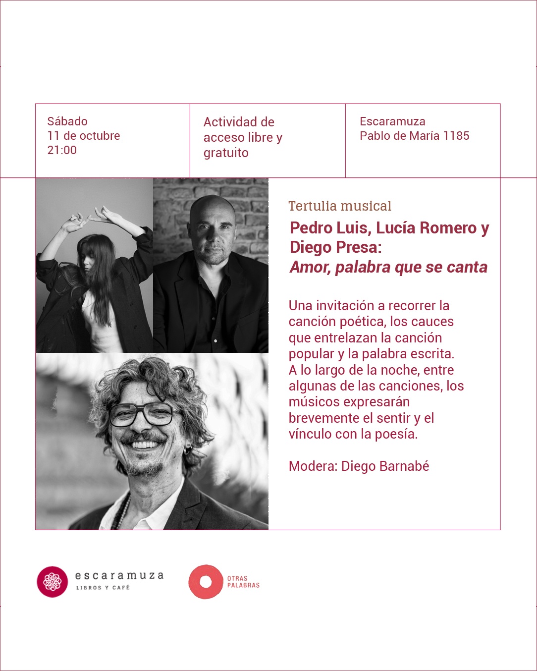 Amor, palabra que se canta: Pedro Luis + Lucía Romero + Diego Presa
