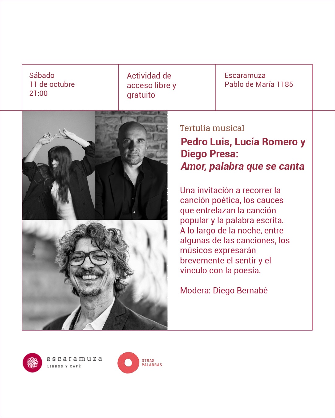 Amor, palabra que se canta: Pedro Luis + Lucía Romero + Diego Presa