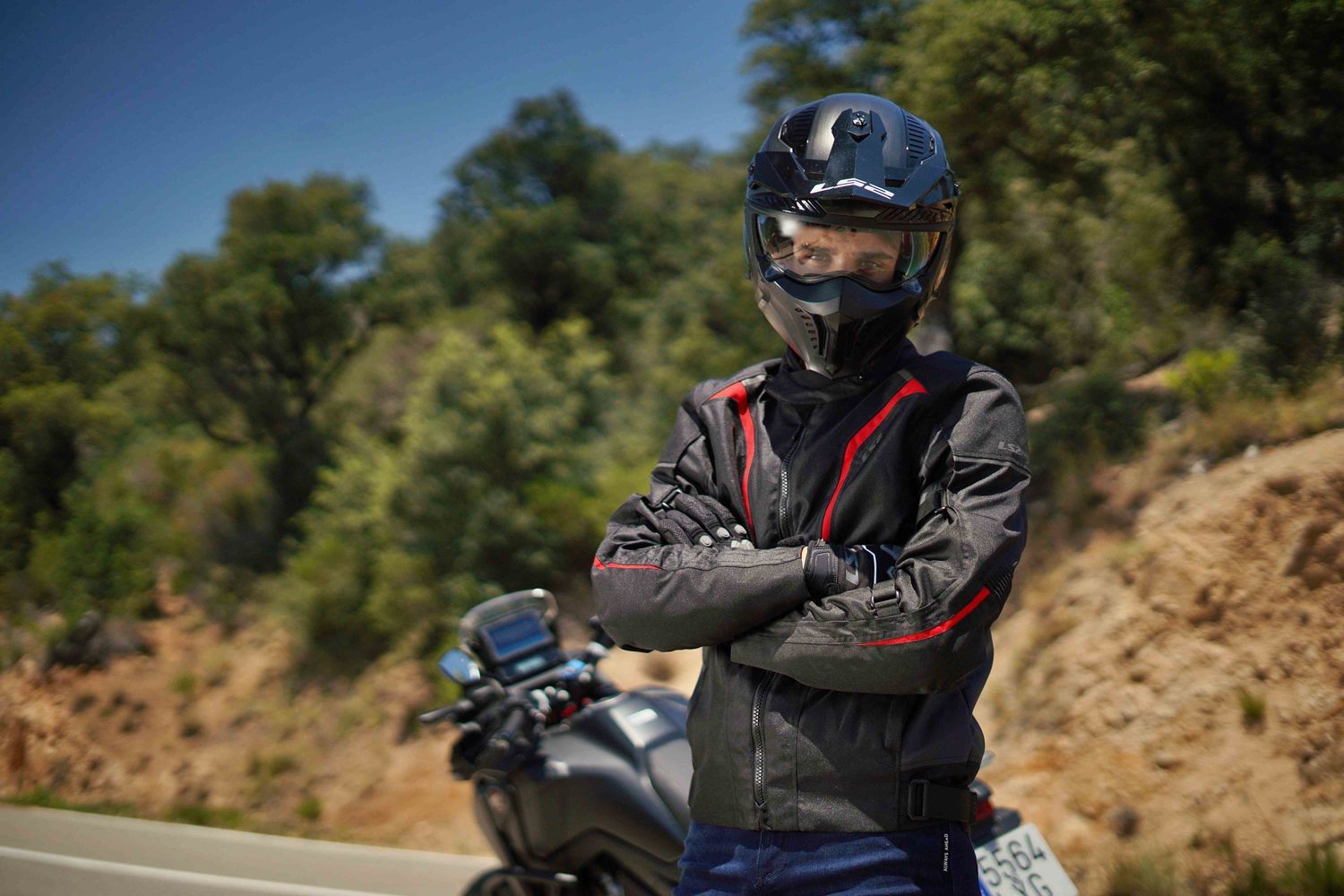 LS2 SEPANG BLACK GREY RED MAN JACKET