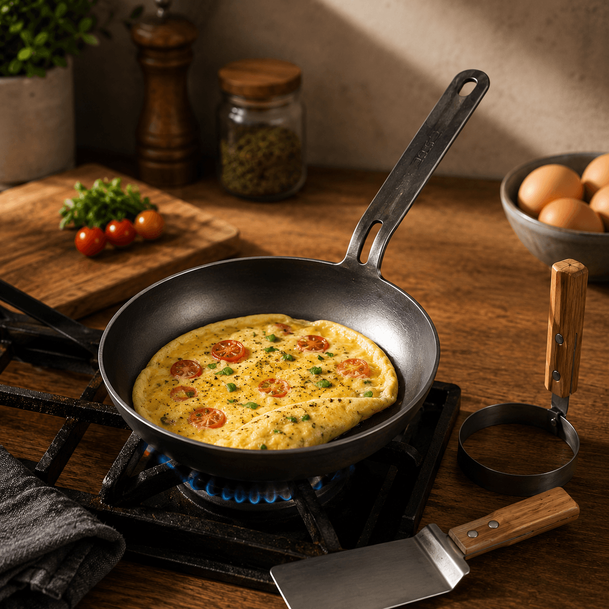 COMBO Desayuno - Sartén 20cm + Espátula + Huevera de REGALO
