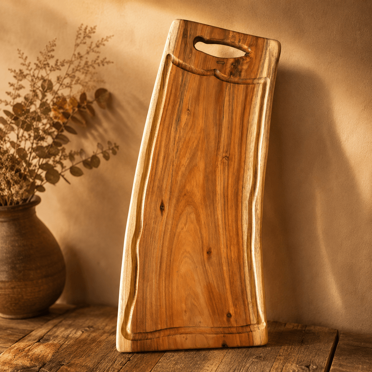 Tabla artesanal de acacia negra