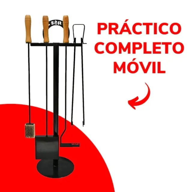 Kit Parrillero x4 con Soporte de Pie Negro