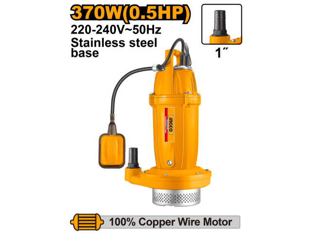 BOMBA SUMERGIBLE 1/2HP 370W 100L/MIN ALTURA 17M INGCO SPC37068