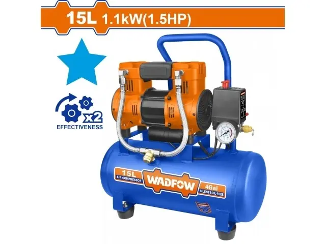 COMPRESOR DE AIRE 15LT 1.5HP LIBRE DE ACEITE WADFOW WAP1A15