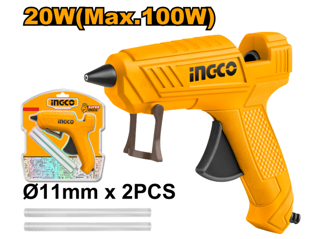 PISTOLA SILICONA CALIENTE 100W 10/15G/MIN INGCO GG148