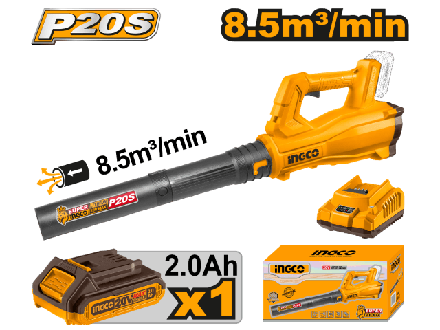 SOPLADORA A BATERIA 20V P20S 8.5 M3/MIN CON BAT CON CARGADOR INGCO
