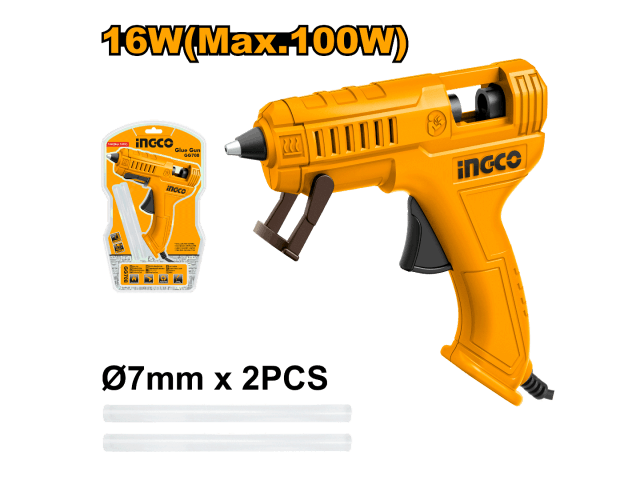 PISTOLA SILICONA CALIENTE 16W 100W MAX 7MM INGCO GG708
