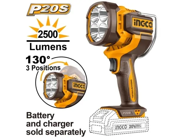 LINTERNA A BATERIA P20S 20V 2500 LUMENS SIN BAT SIN CARG