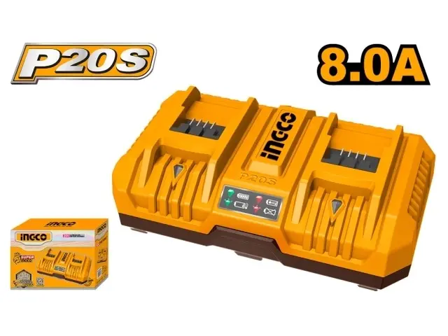 CARGADOR 20V DOBLE 8AH RAPIDO INGCO FCLI2082