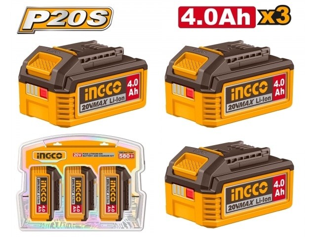 KIT 3 BATERIAS 20V 4.0AH P20S INGCO