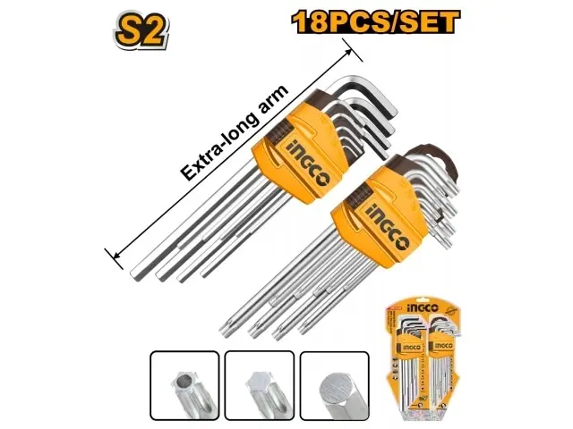 JUEGO COMBINADO: 9 LLAVE ALLEN - 9 LLAVE TORX INGCO